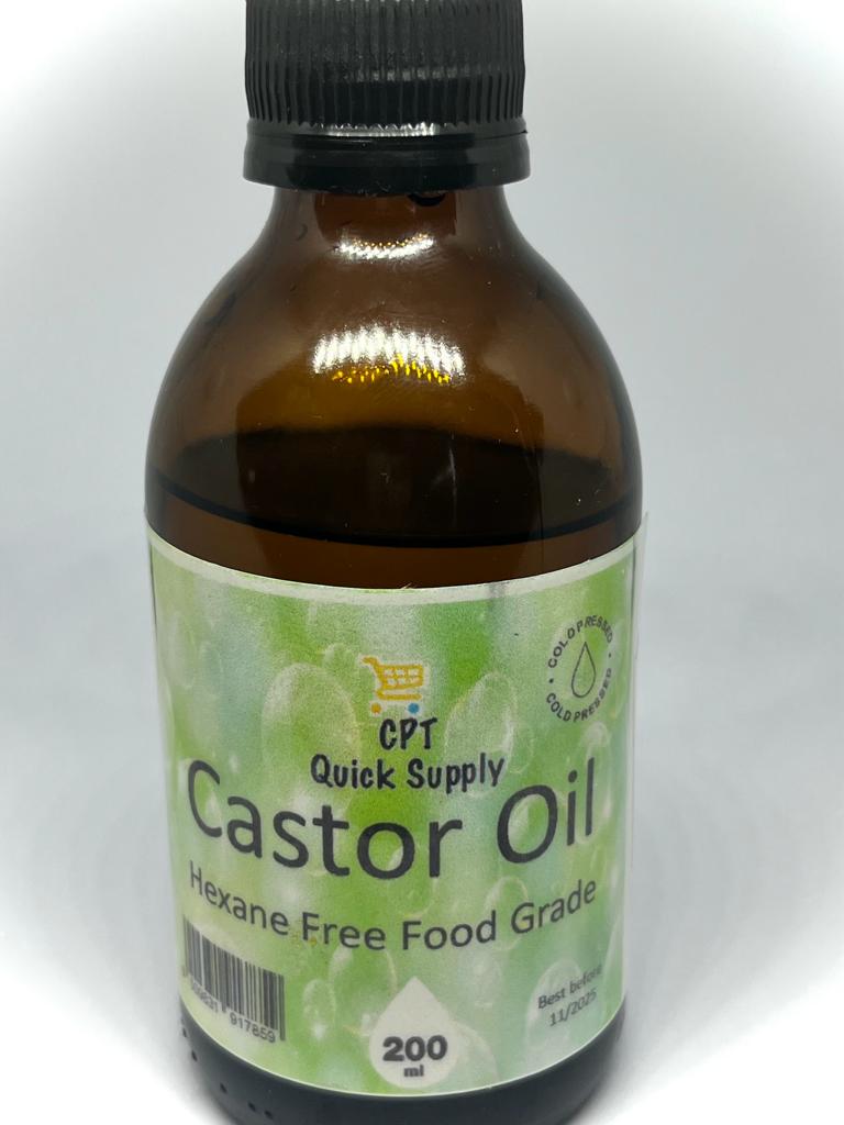 CASTOR OIL HEXANE FREE AMBER GLASS AIM 200ML (COLD PRESSED)