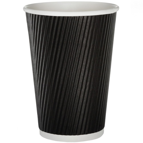 COFFEE CUP WITH LID 25'S -BLACK